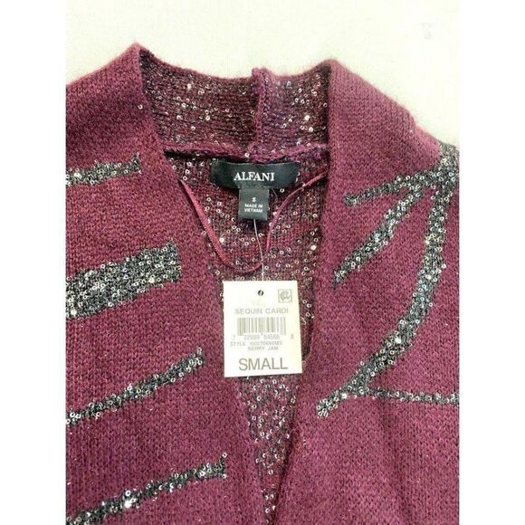 Alfani Cardigan Sweater Small Open-Front Sequins - Picture 5 of 8